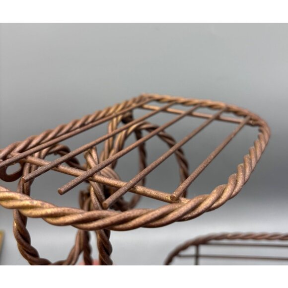 Vtg‎ Twisted Rope Metal Wall Shelf Bow Tassels Brown Set of 2 - Picture 2 of 6